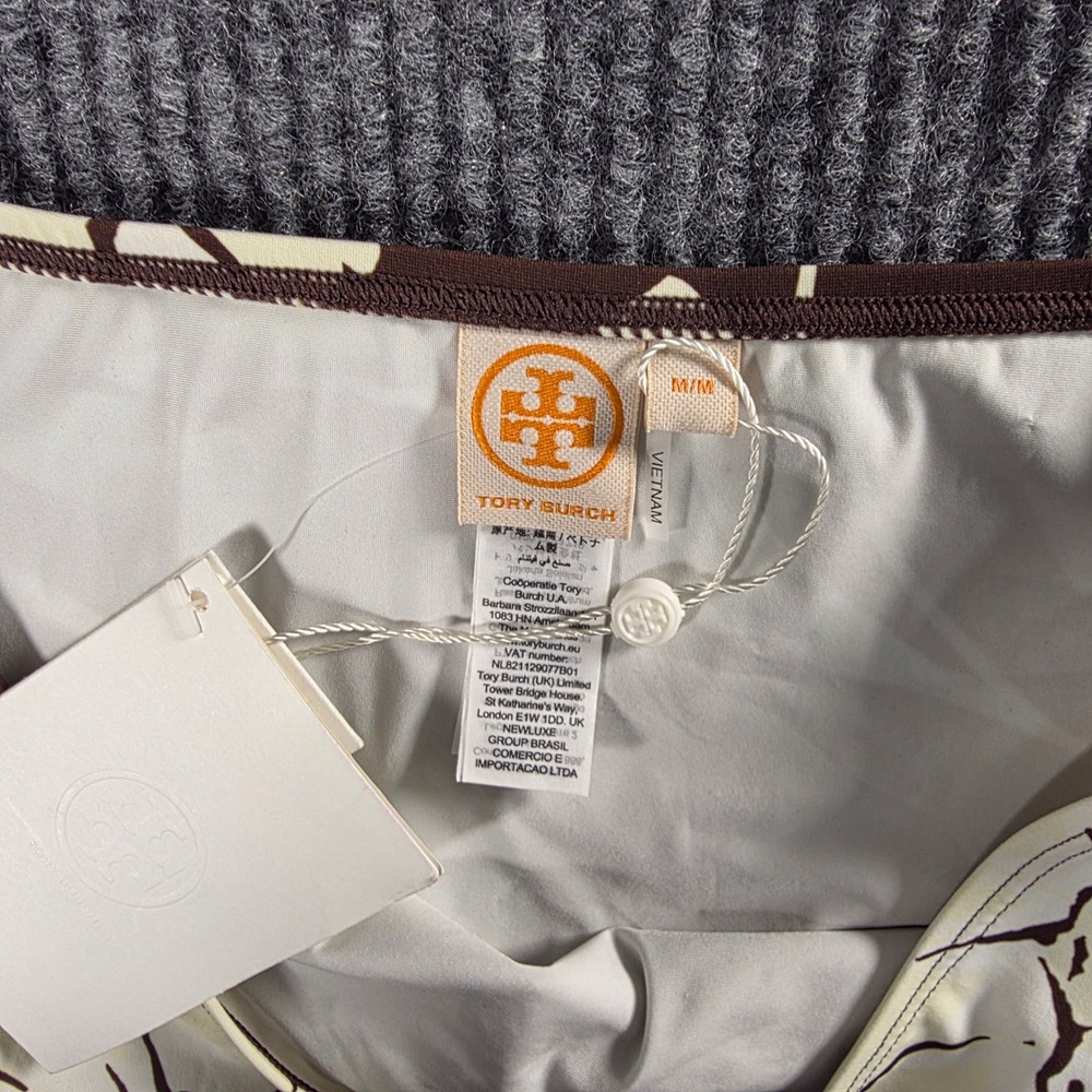 Tory Burch Brown Cream Floral High Waisted Bikini Bottom Swimwear Medium NEW - Picture 3 of 4